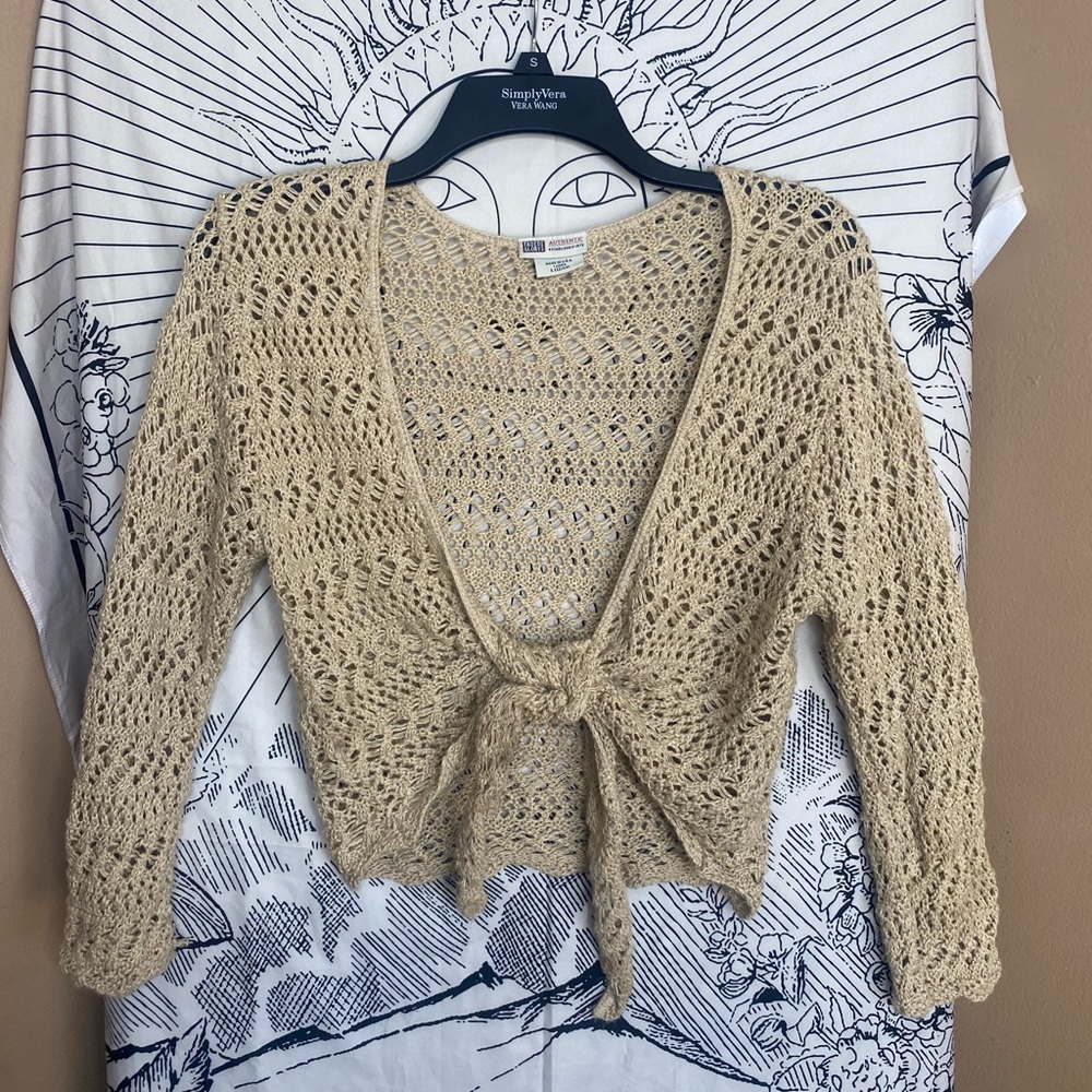 Knit Tie Front Cropped Cardigan